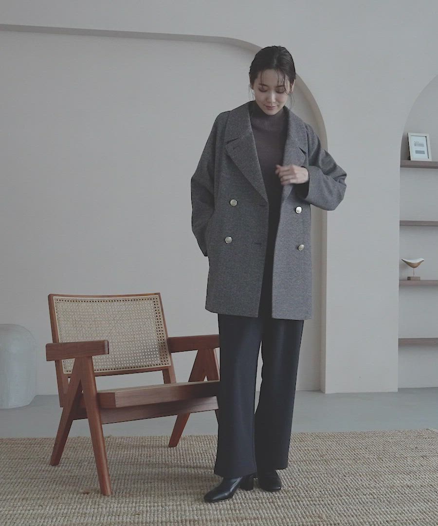 軽やかストレッチ襟2WAYミドルコート/499658（チェスターコート