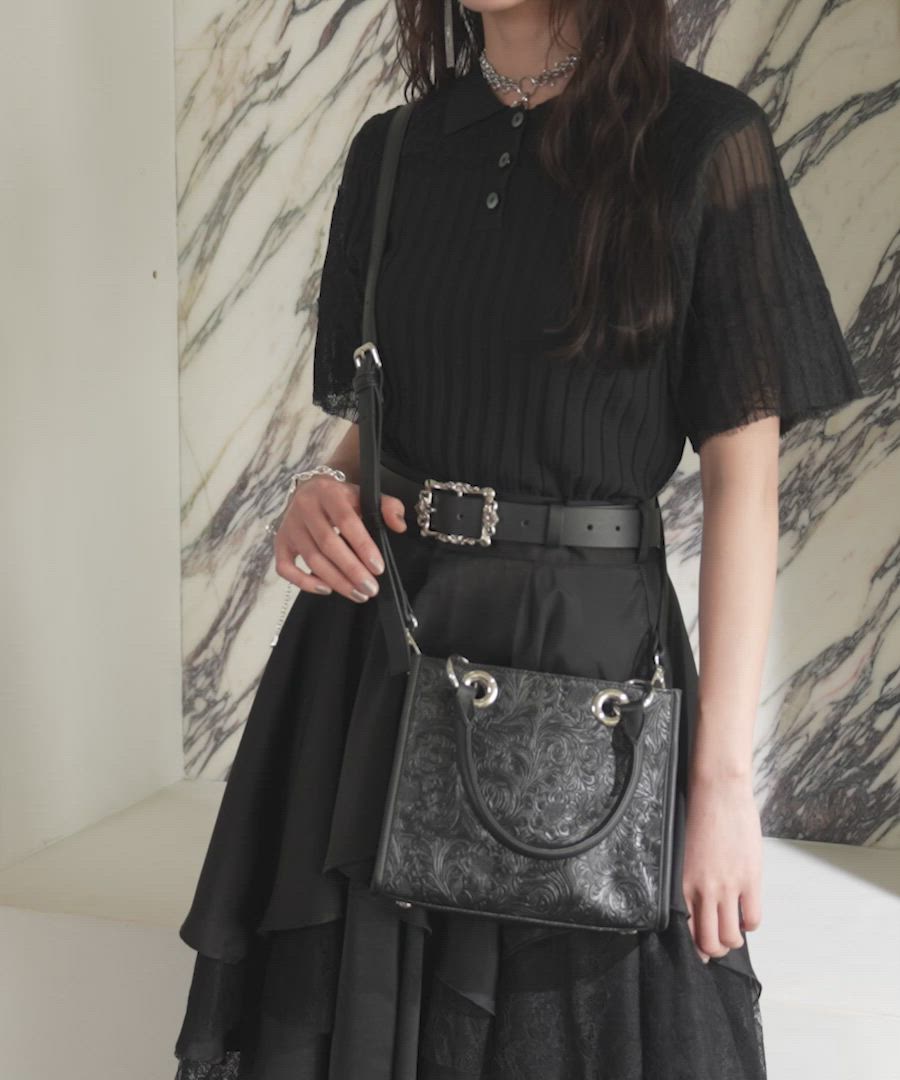 Flowerエンボスミニトートバッグ(HARE)（ショルダーバッグ）｜HARE