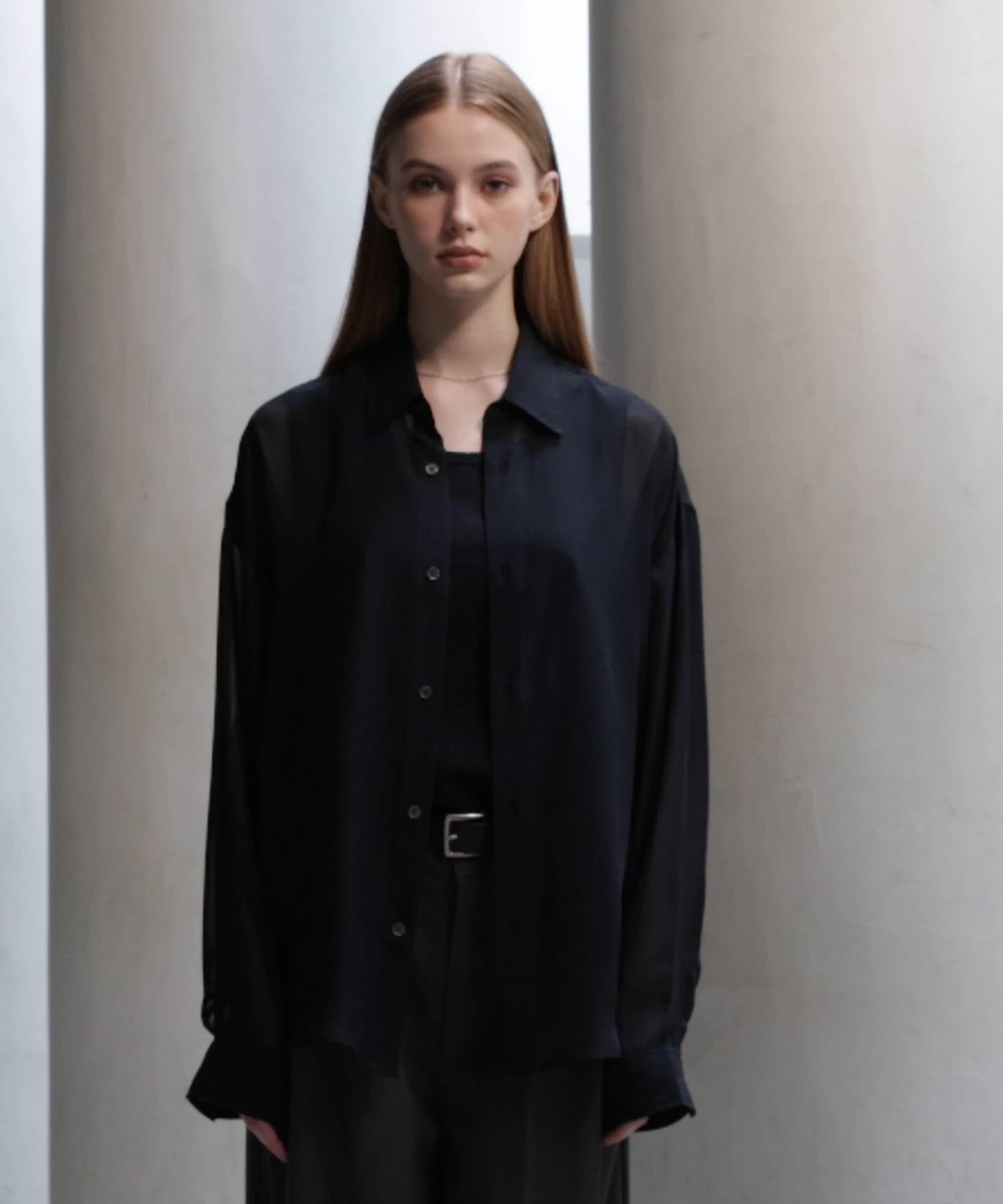 CLEL】Basic/Floral Pattern Sheer Shirt / ベーシック/花柄 シアー