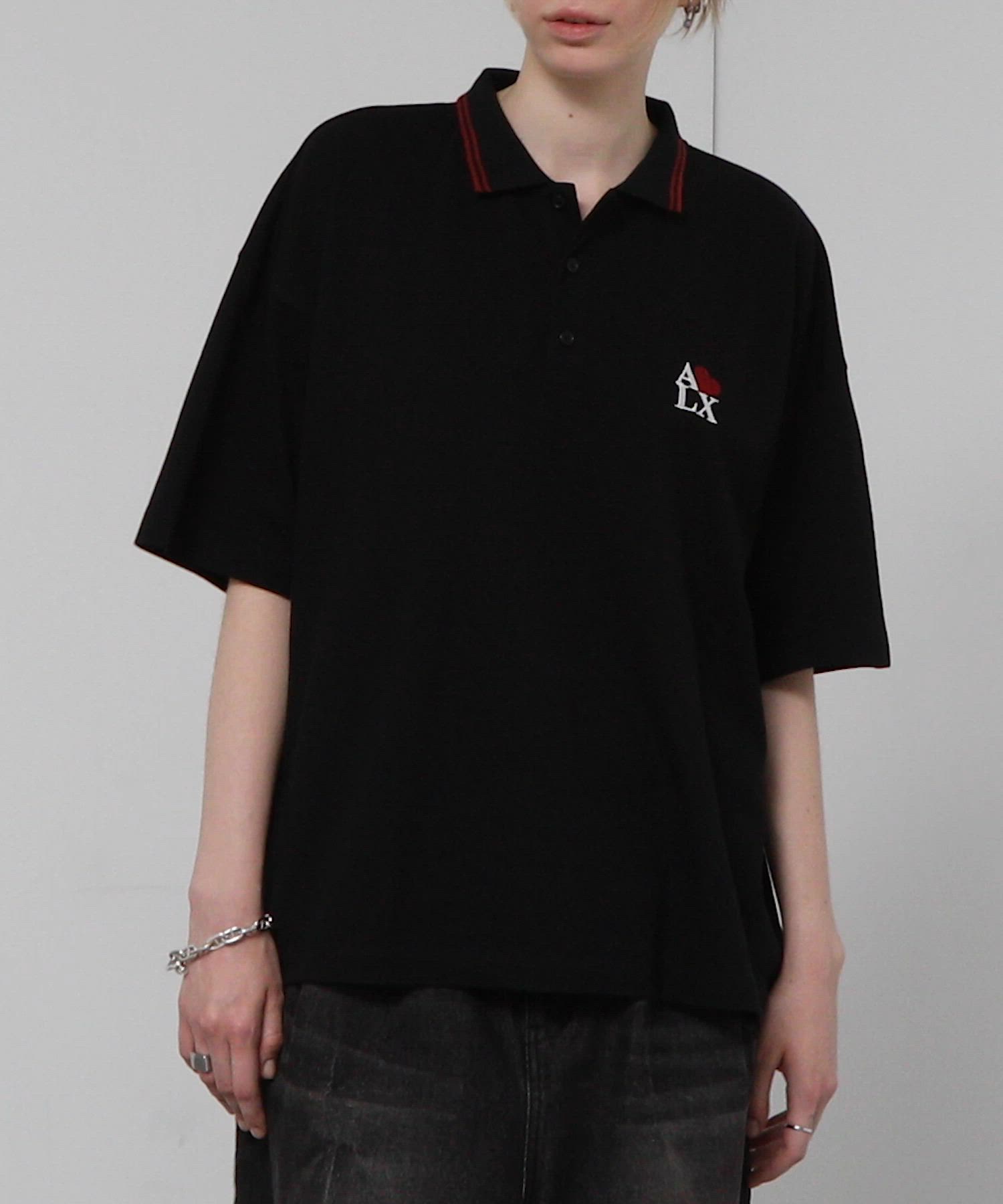 Alfred Alex】ハートロゴ刺繍ビッグ鹿の子ポロシャツ（ポロシャツ