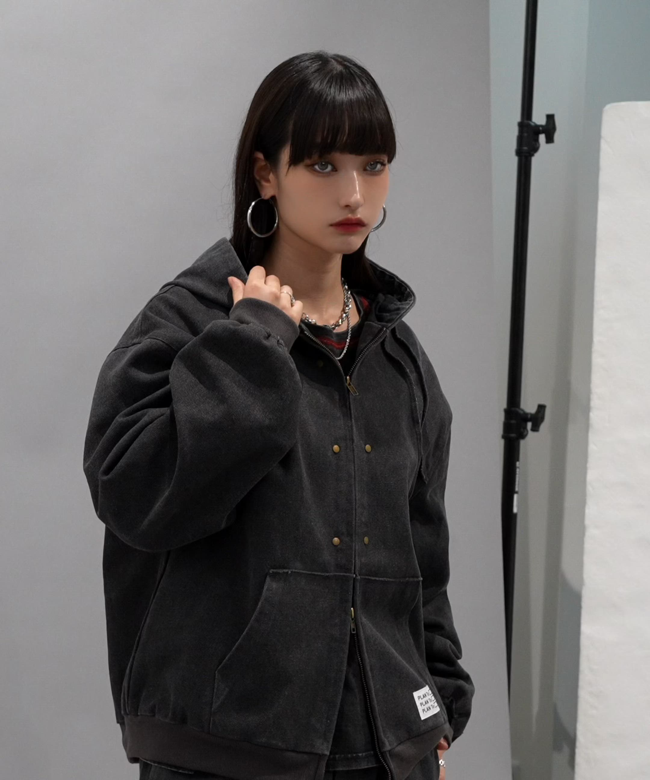 セール】Aged Duck Cropped Double-Zip Hoodie / エイジドダック
