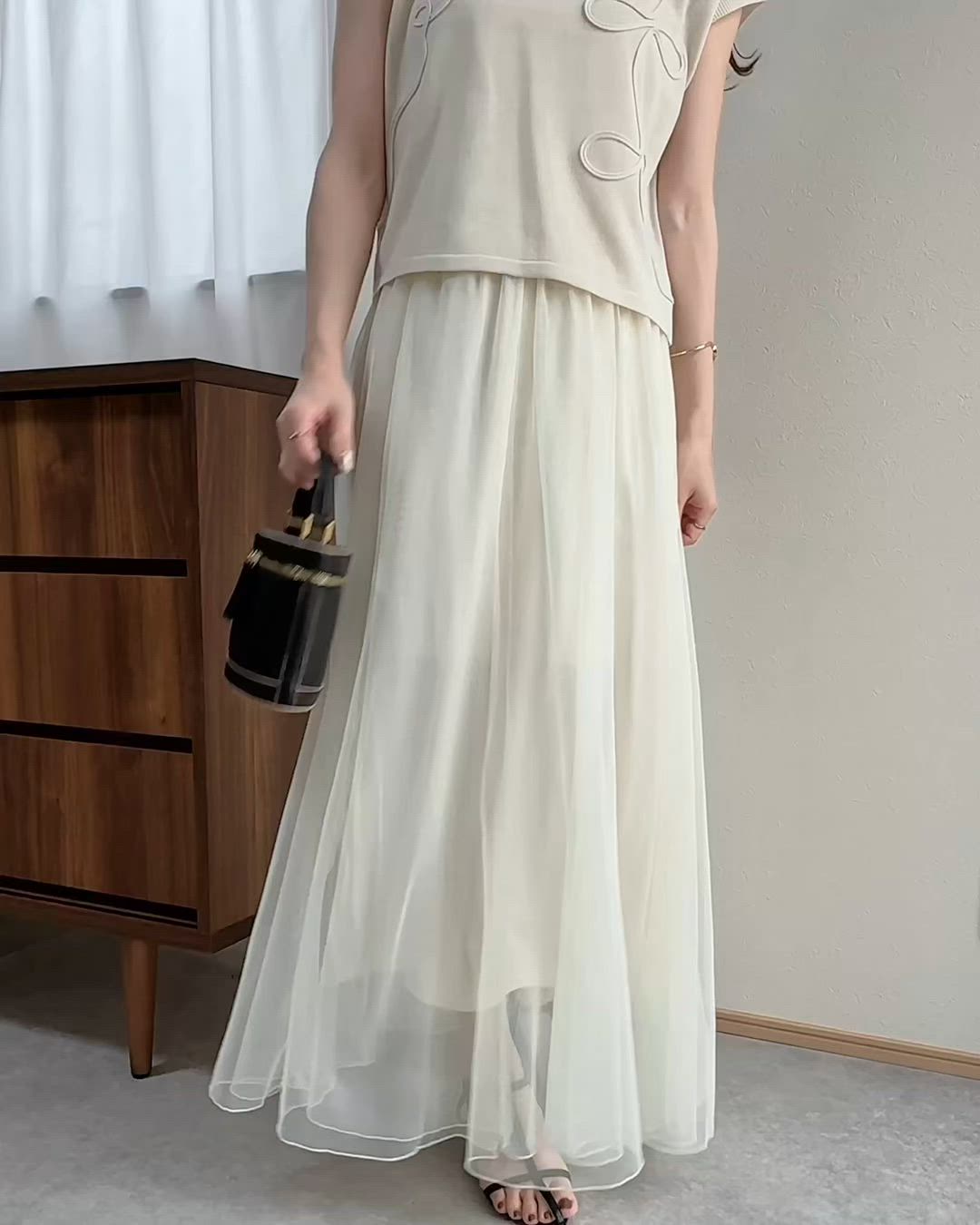 セール】優雅さ際立つ主役級。大人のマーメイドダブルチュールスカート