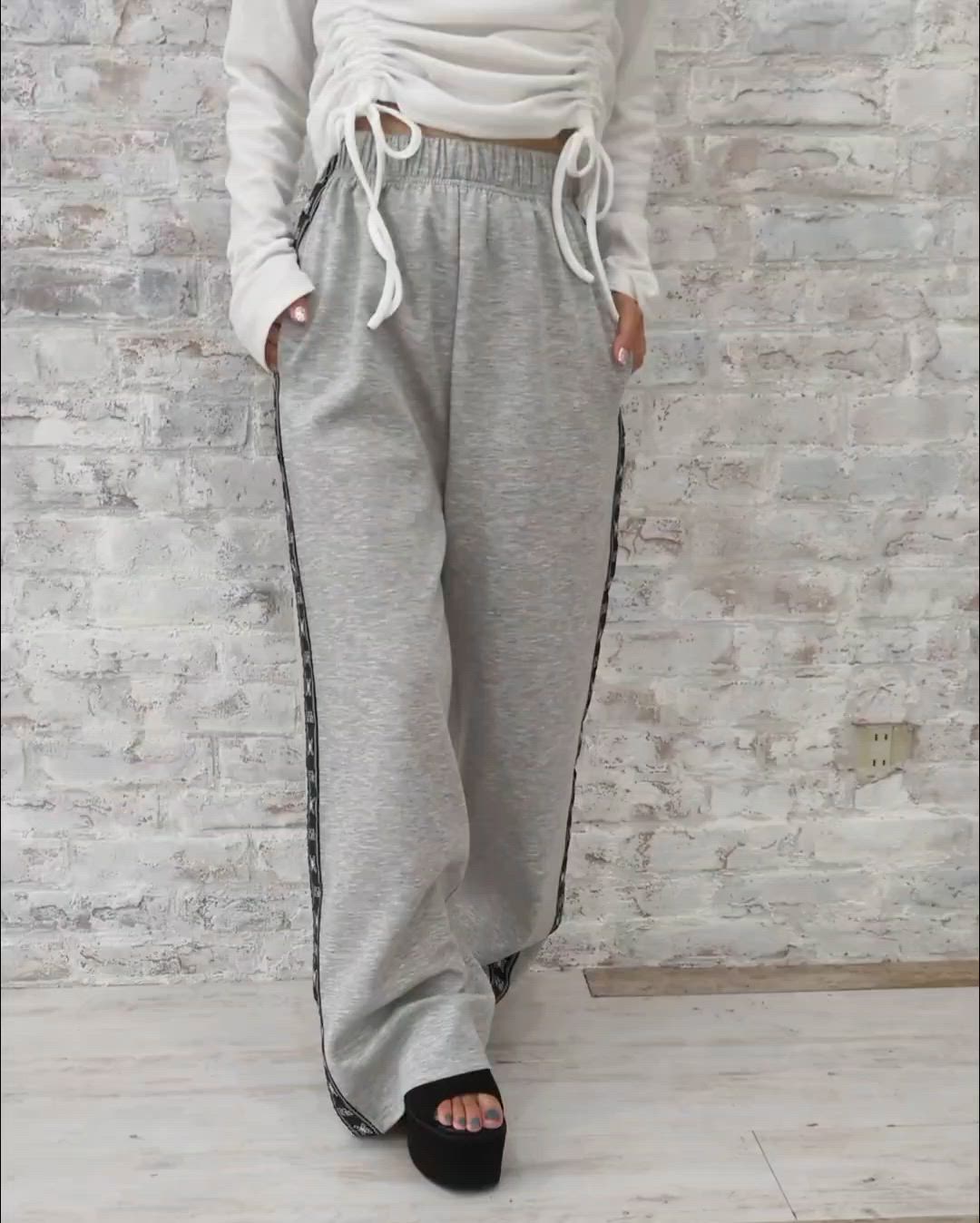 セール】サイドジャガードロゴ ダンボールニットパンツ（スウェット