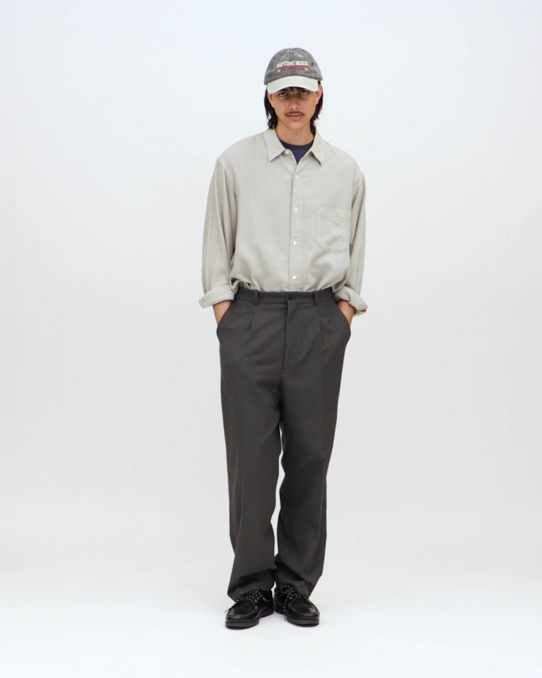 Steven Alan スラックス Steven Alan＞ TCL オックスフォード アウト ワンプリーツ スラックス
