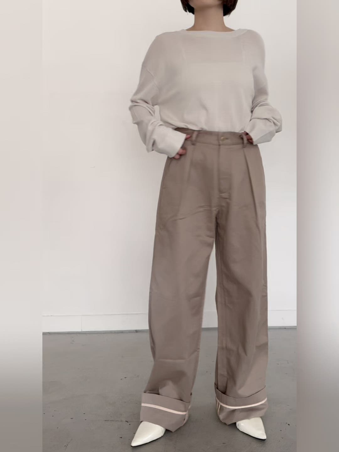 ロールアップパイピングワイドパンツ（チノパンツ）｜SOYEN（ソイエン