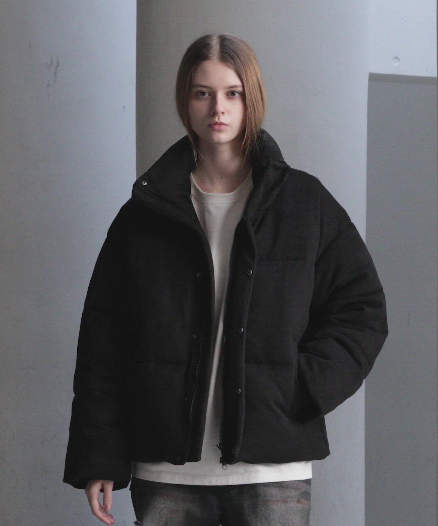 CLEL】Volume Highneck Short Padded Jacket/ボリュームハイネック