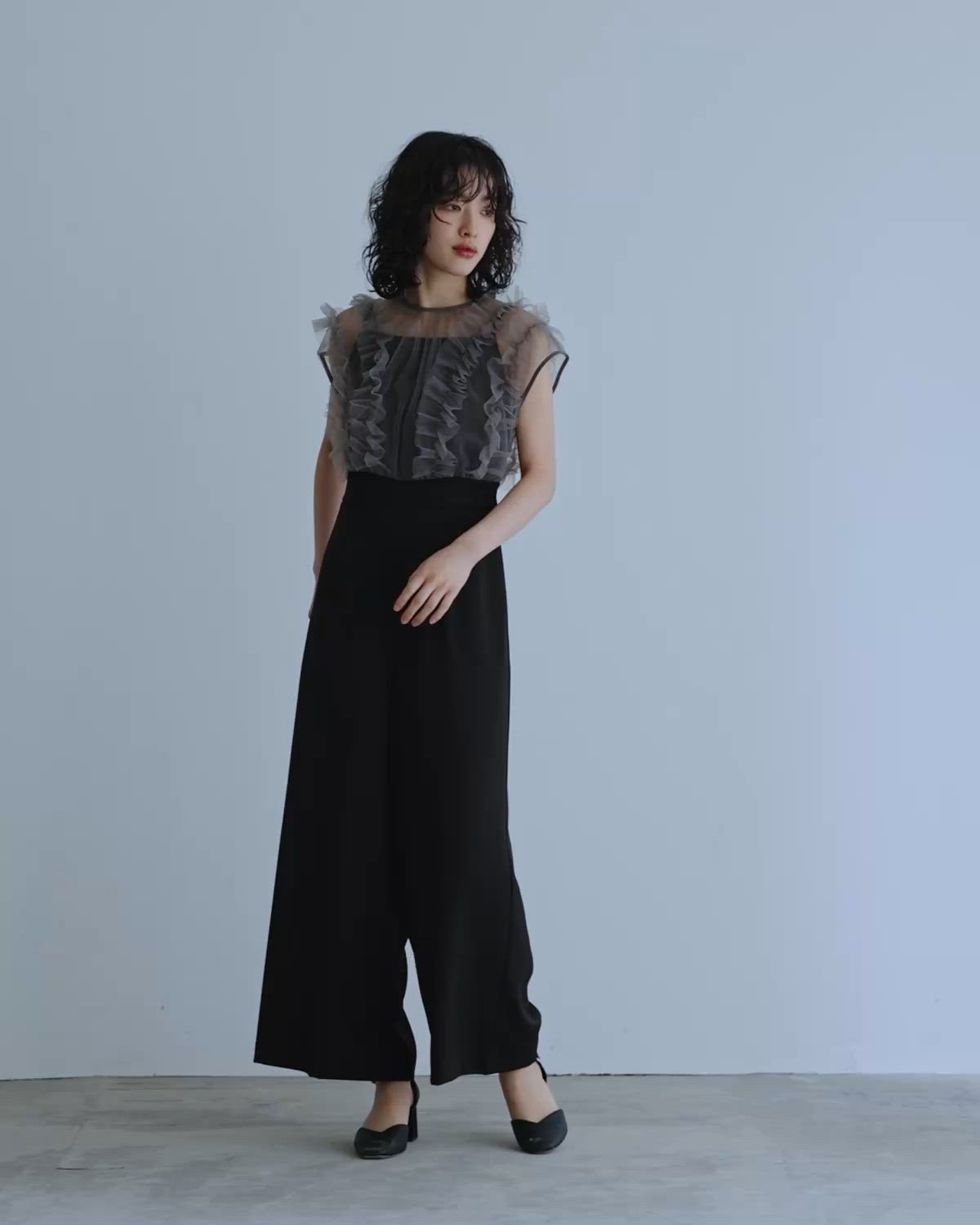 チュールドッキングパンツドレス オールインワン パーティードレス