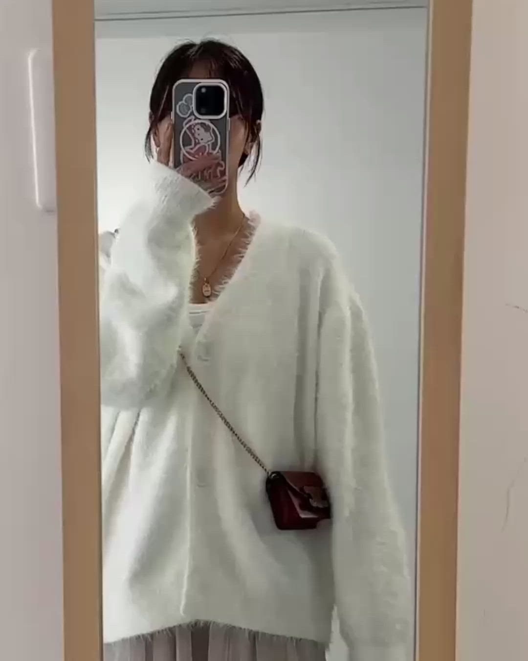新品♡定価25,920円 ラグジュアリーコットン♡カーディガン ホワイト コットンカシミヤリラックスカーディガン（カーディガン/ボレロ