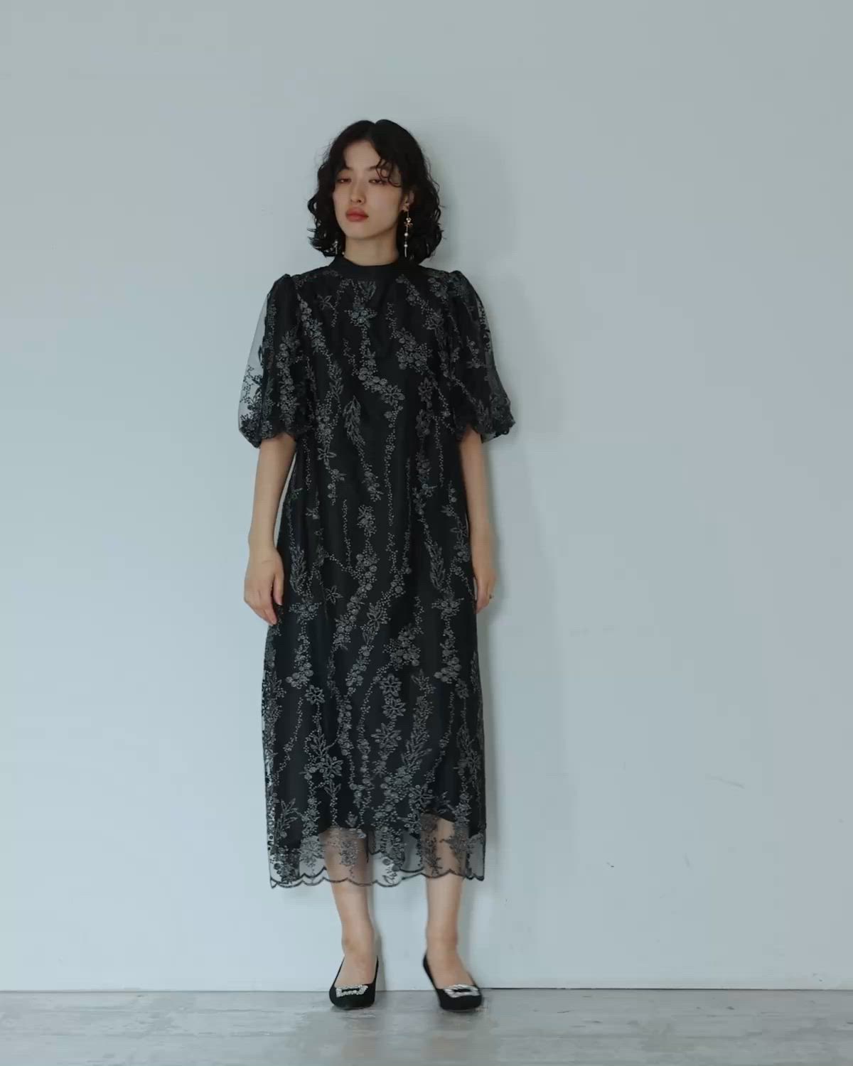 刺繍レースAラインドレス マタニティ 妊婦 結婚式 二次会 成人式