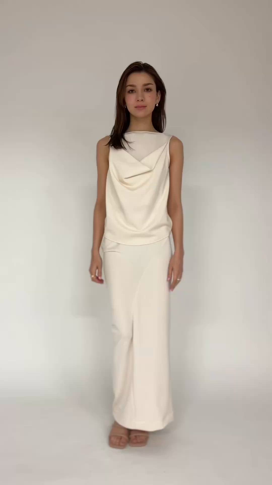 セール】ダブルドレープ ストラップネック プルオーバー（セットアップ