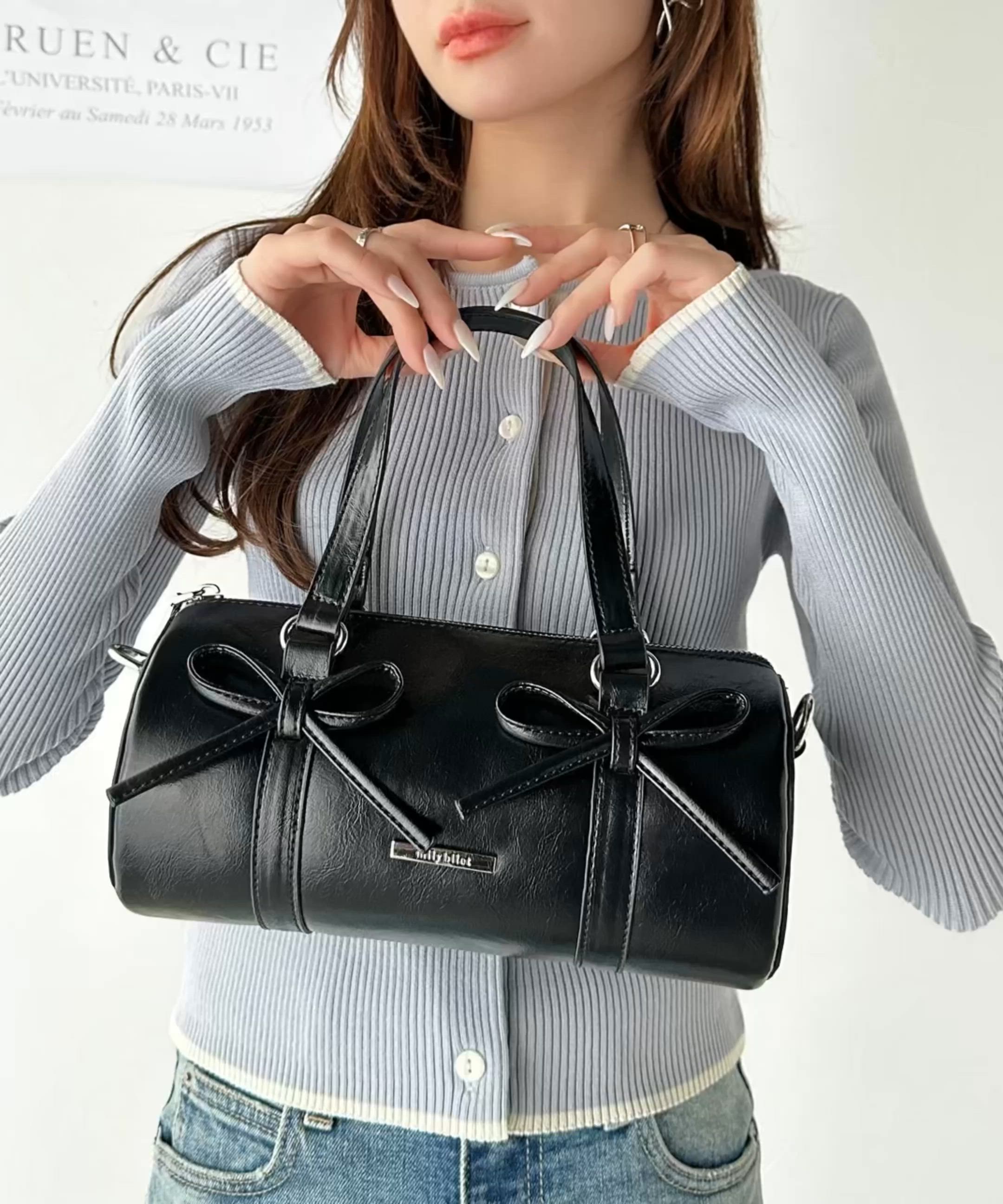 セール】【mily bilet】目を惹く可愛さ♪リボンデザイン筒型フェイク