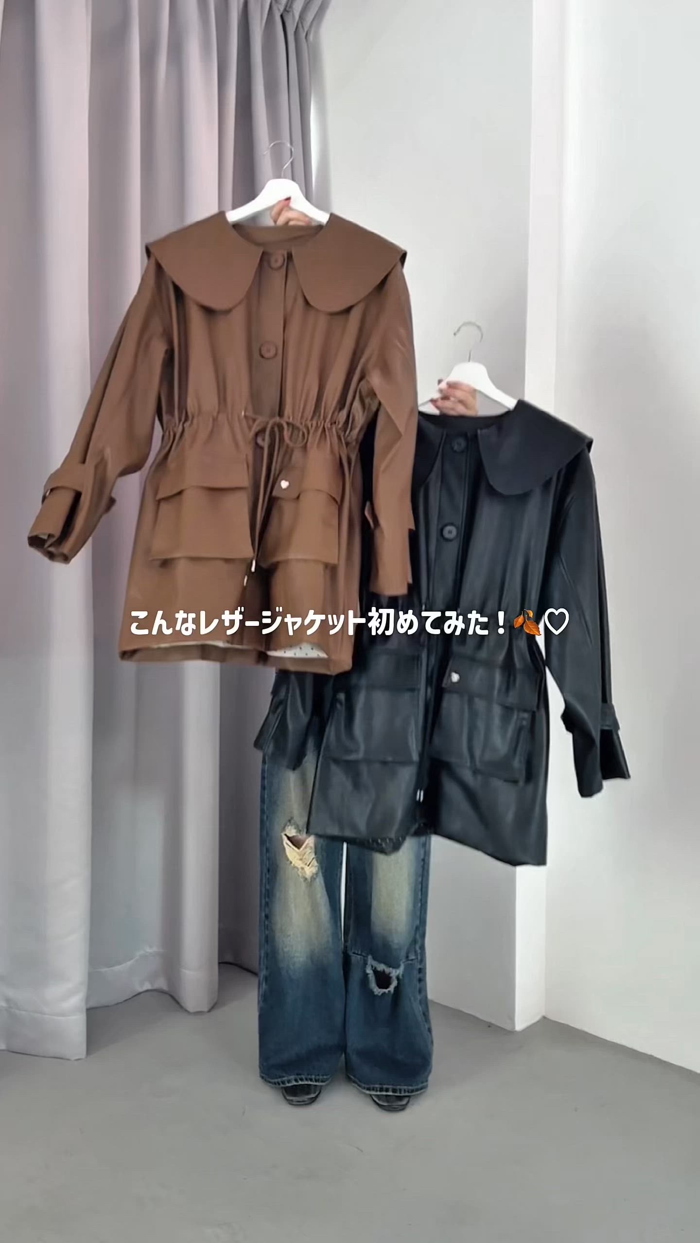 big collar vegan leather jacket / ビッグカラーフェイクレザー