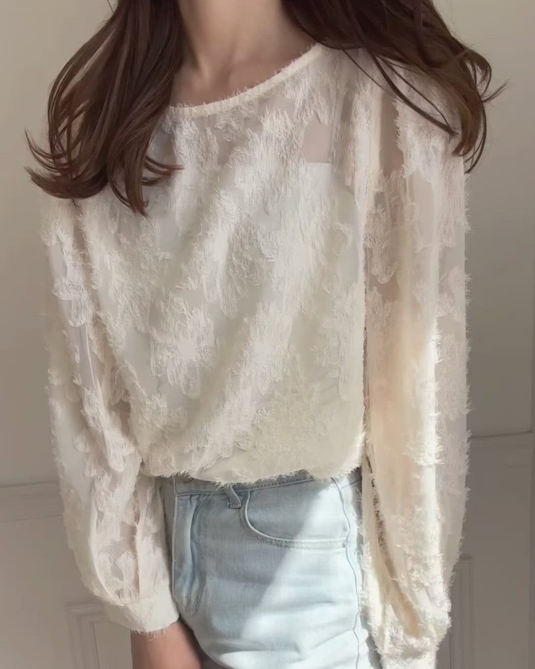 セール】フラワーシアージャガードブラウス（シャツ/ブラウス）｜LAUIR