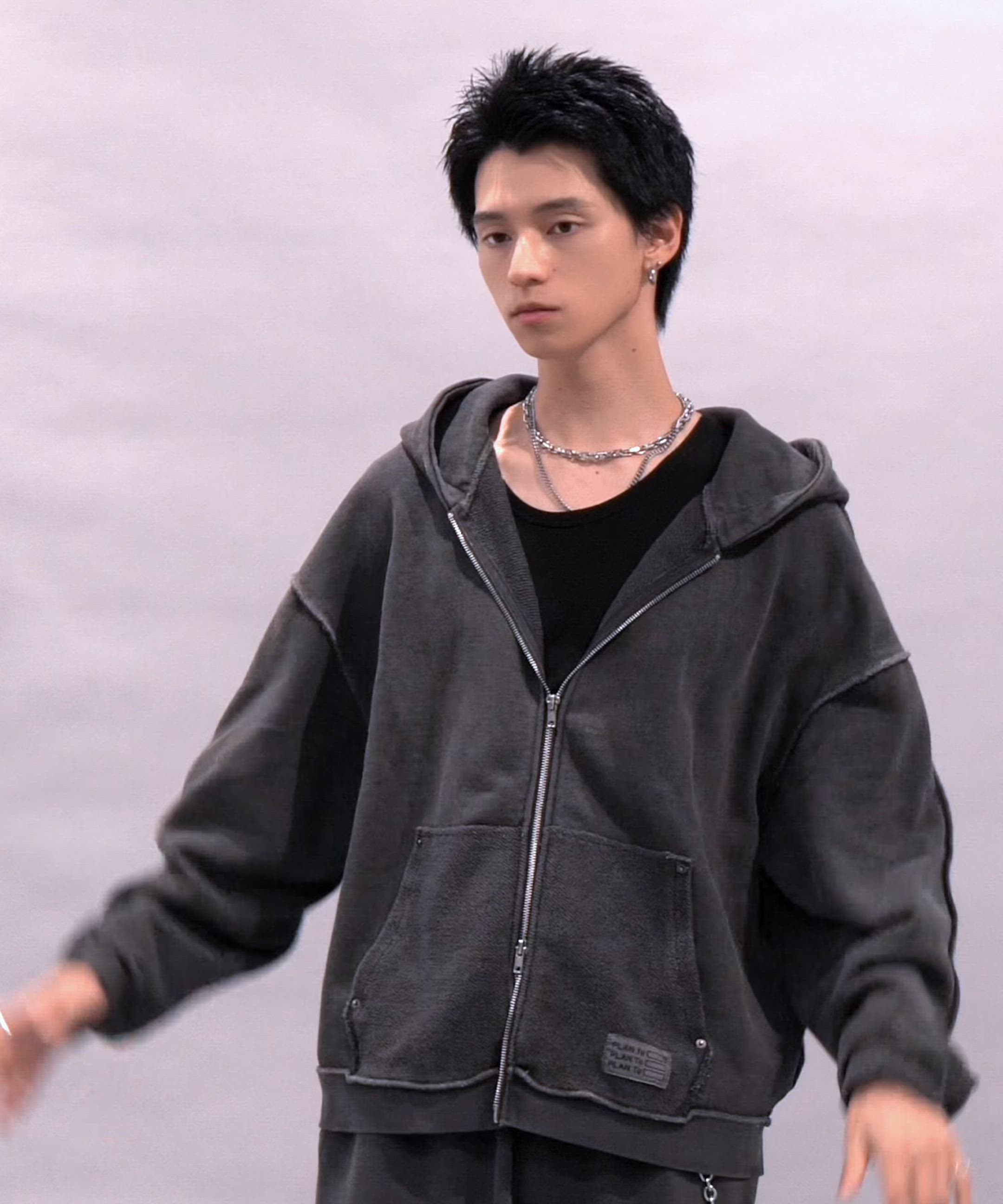 セール】Vintage Design Double Zip Hoodie / ヴィンテージデザイン