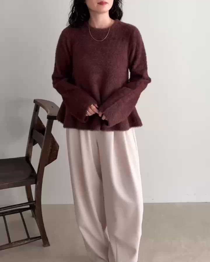 セール】シャギーペプラムニットプルオーバー（ニット/セーター