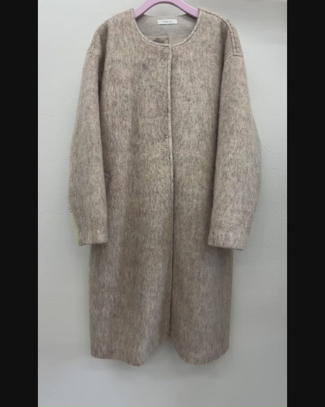 マーブルシャギーロングコート（ノーカラーコート）｜Eimee Law