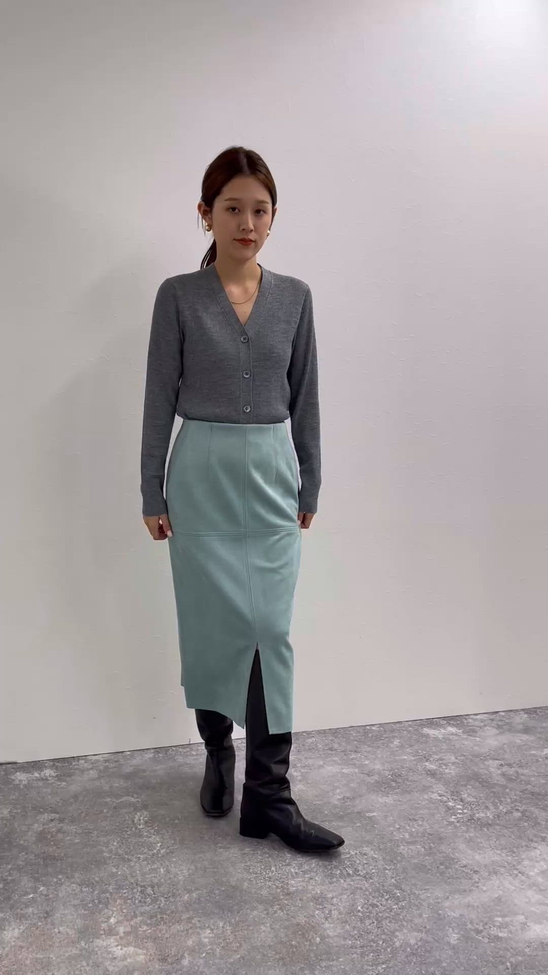 セール】ウォッシャブルストレッチスエード切替タイトスカート