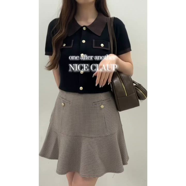 セール】バイカラーゴールドボタンポロニット（ニット/セーター）｜one