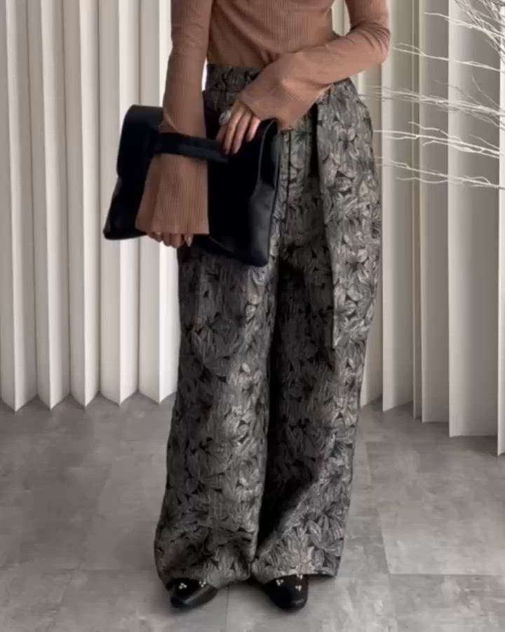 セール】【 YENNA 2026 SS 新作 】ジャガードボリュームタックパンツ