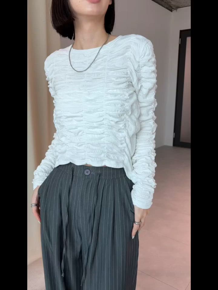 シャーリングギャザートップス（Tシャツ/カットソー）｜Aunt Marie's
