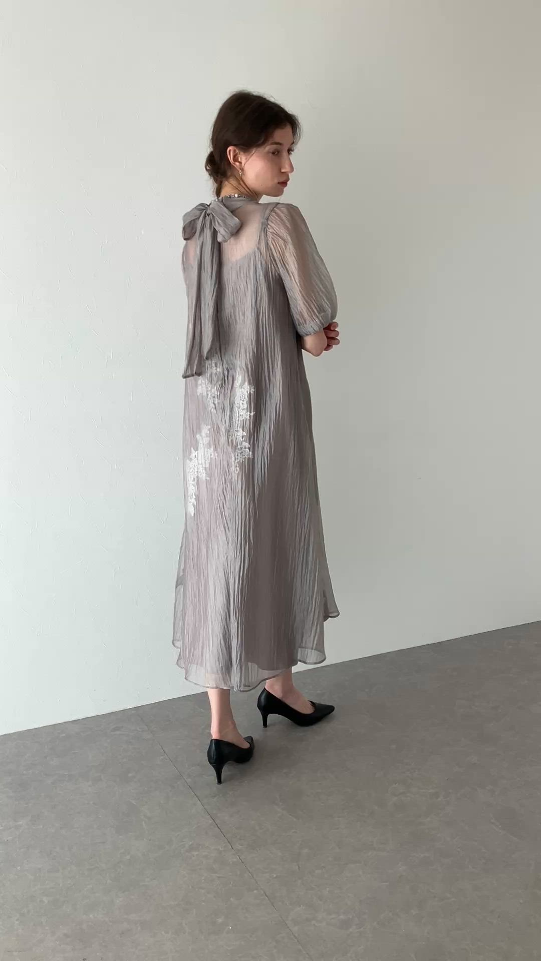 J by blue インナー付きバックリボンジャガードドレス J by blue ジェーバイブルー インナー付きバックリボンジャガード