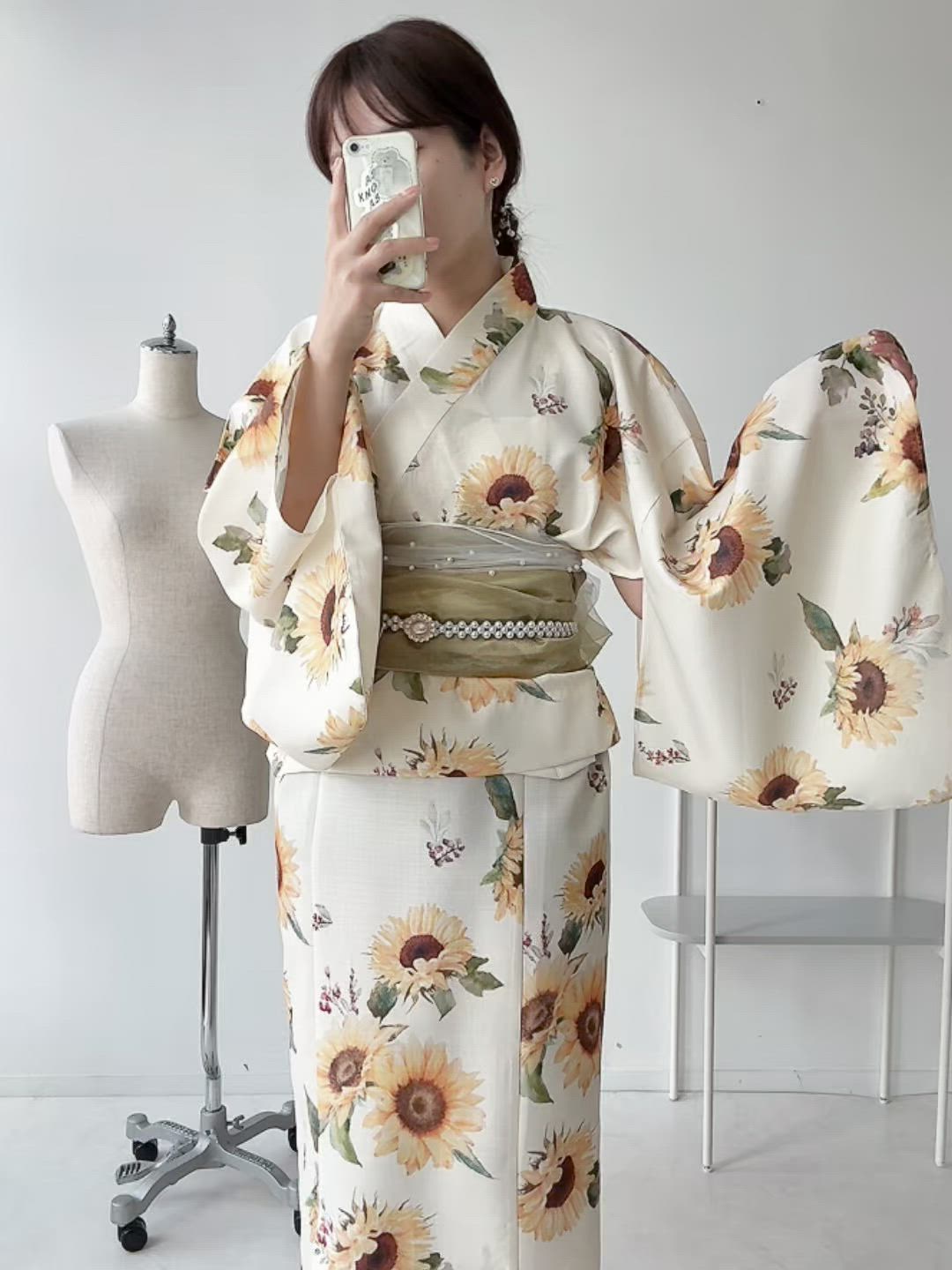 セール】◎花柄2wayセパレート浴衣 3点セット(キャミワンピース