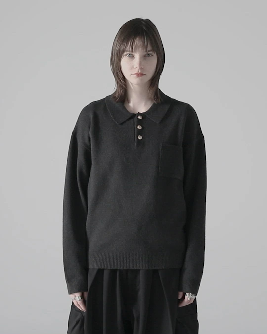 ADRER 7ゲージ コンフォート ニットポロ Black S 7G Comfort Knit Polo / 7ゲージ コンフォート ニットポロ（ポロシャツ