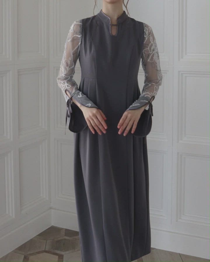 ★新品タグ付き★ドリドール　フェザーフラワーコクーンドレス　ブラック セール】フェザーフラワーコクーンドレス結婚式お呼ばれワンピース