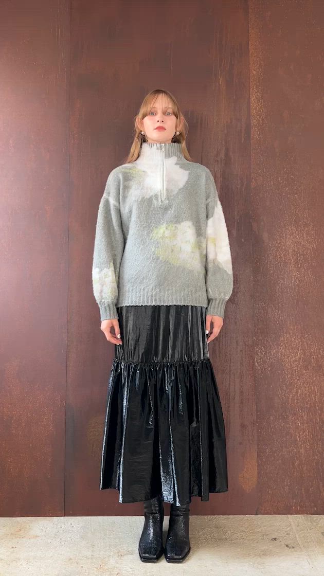 Flower Print Half Zip Knit/フラワープリントハーフジップニット