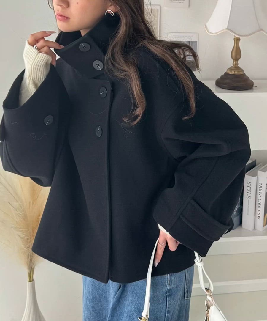 セール】1枚でぱっとトレンドシルエットに♪2wayスタンドカラー