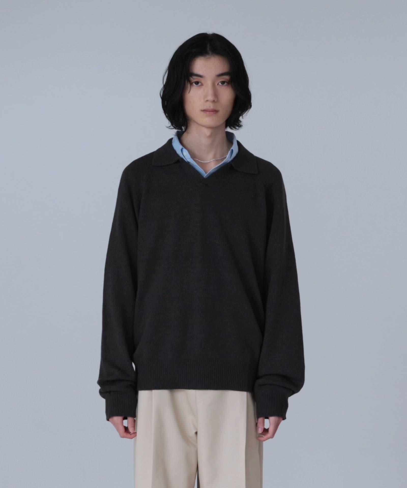 LUENNA】Skipper Knit Polo Shirt / スキッパーニットポロシャツ
