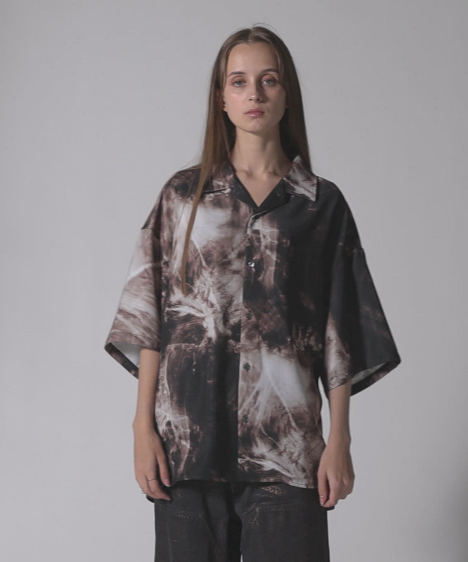 CLEL】2Way Multi Pattern Drape Short Sleeve Shirt/2way 花柄