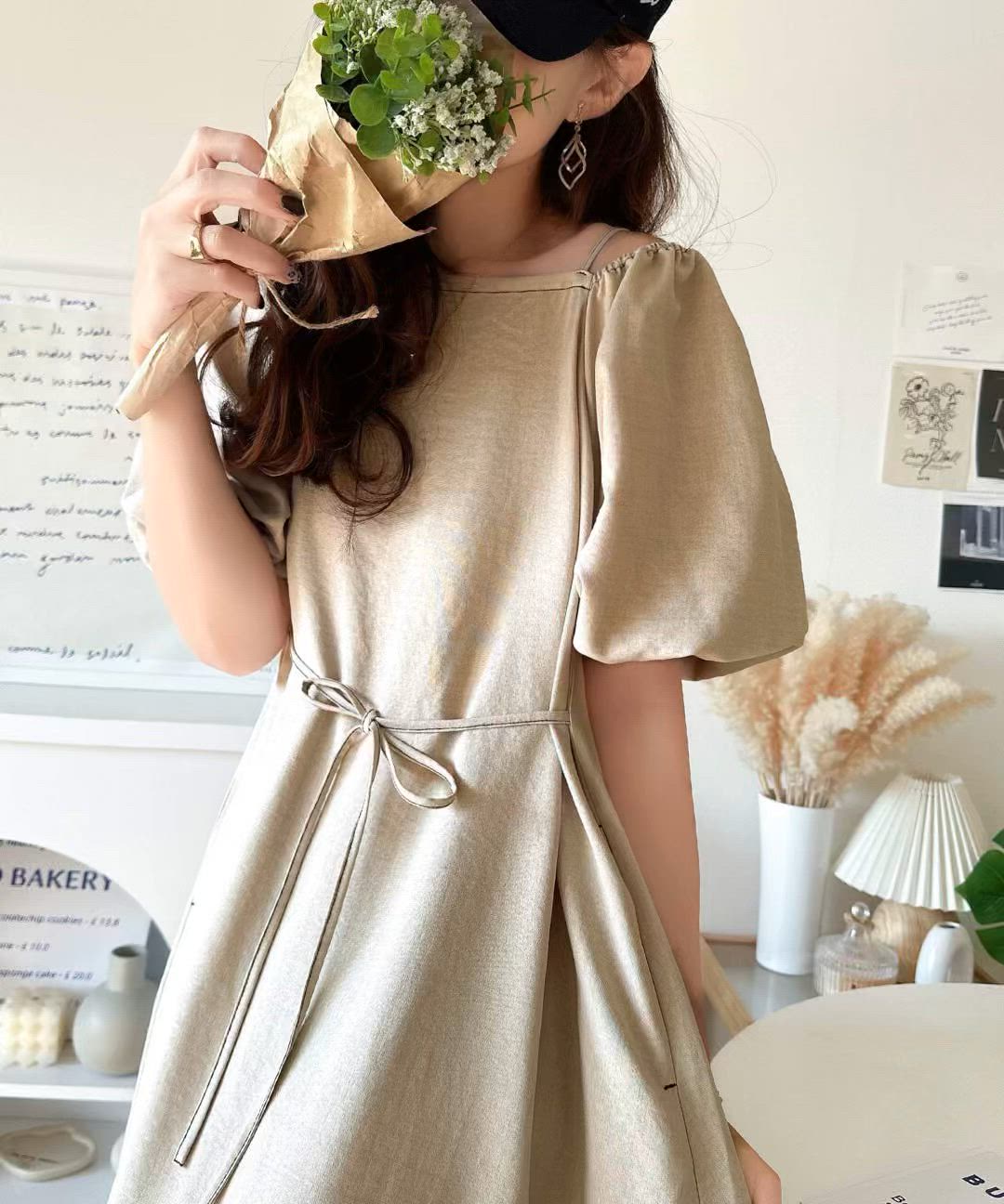 セール】お洒落に差をつける、大人女子。2wayパフスリーブロング丈