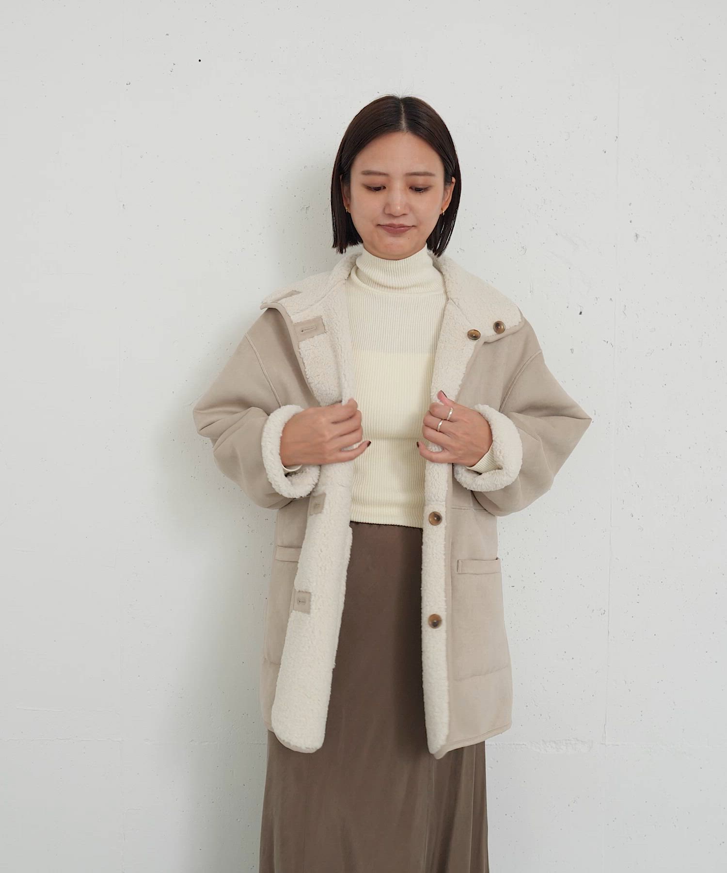 【Spick & Span】ECOPEL エコファーリバーシブルコートベージュ エコファーブルゾン（その他ブルゾン／アウター）｜Spick and Span