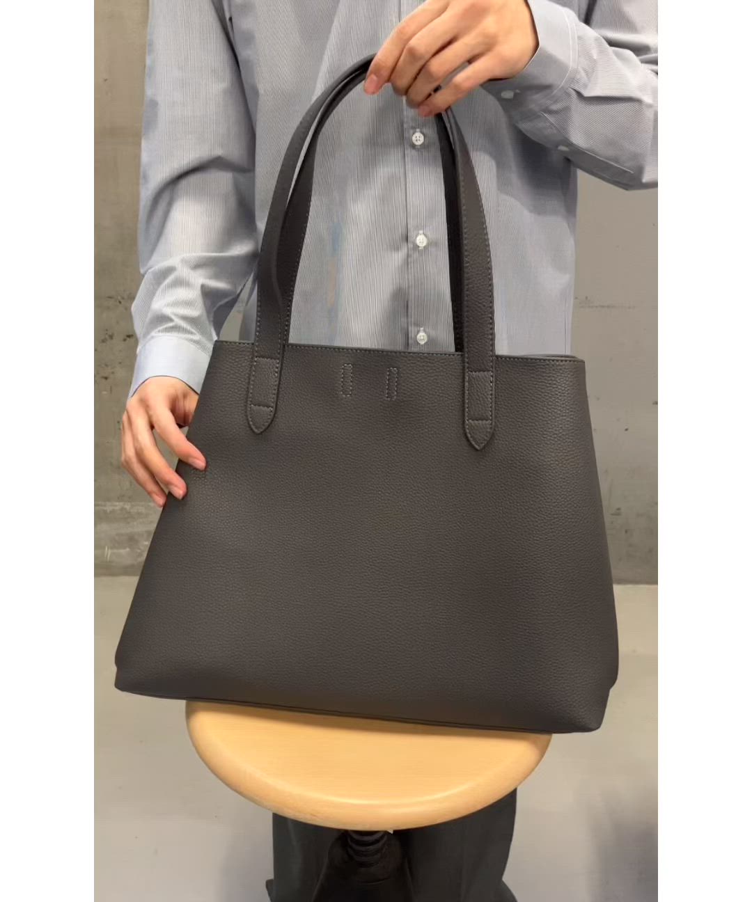 SHIPS any: スプリット レザー トートバッグ (クラッチバッグ付き