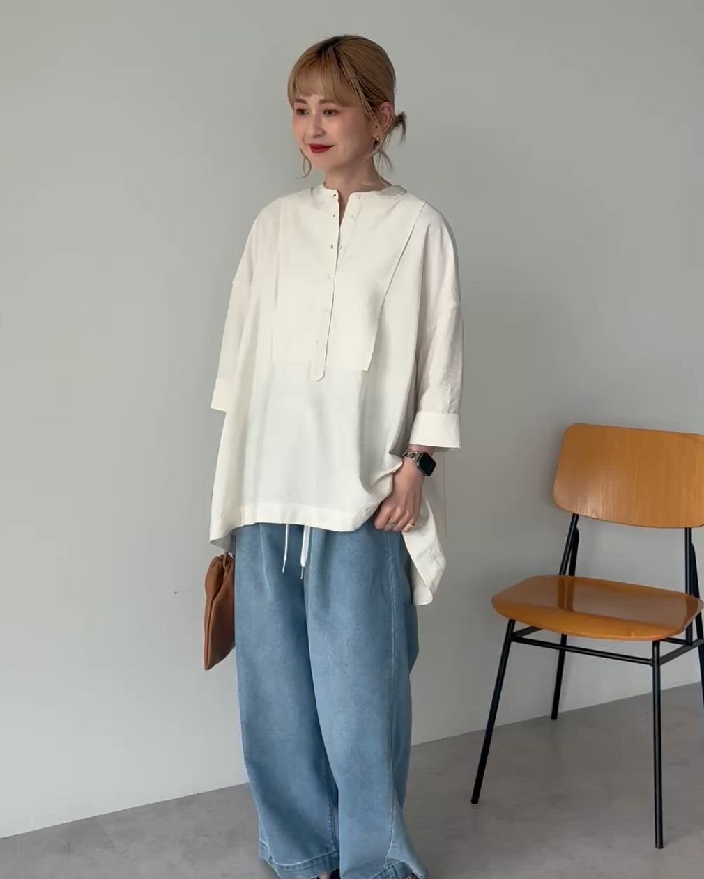 セール】【WEB限定】接触冷感バンドカラーシャツチュニック（シャツ