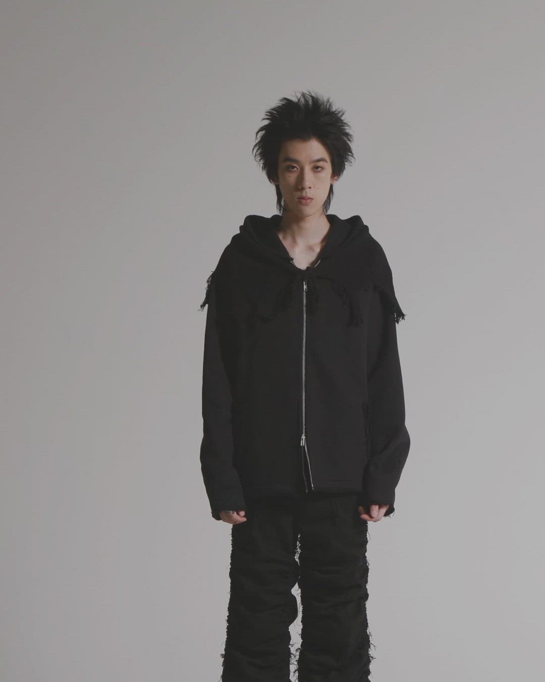 GRANCY】Knit Layered Design Zip Hoodie / ニットレイヤードデザイン