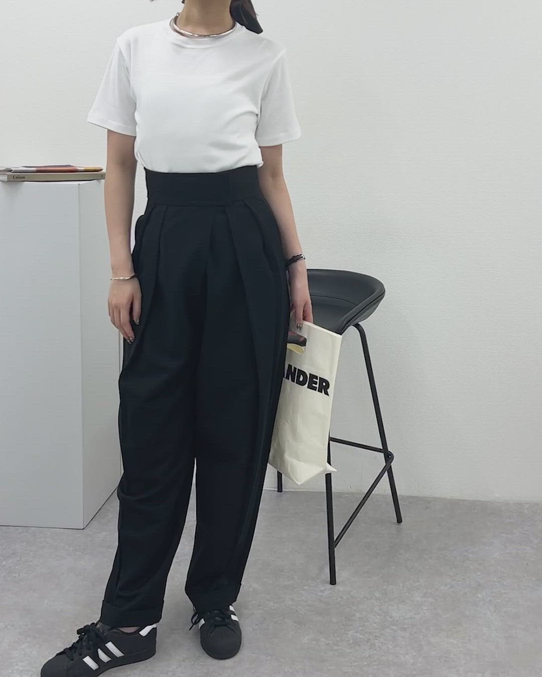 tuck wide curved pants /ハイウエスト タック カーブ ワイド パンツ