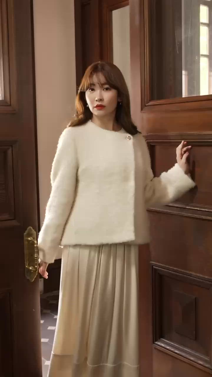 Elise Boucle Peplum Coat（ノーカラーコート）｜Her lip to（ハー