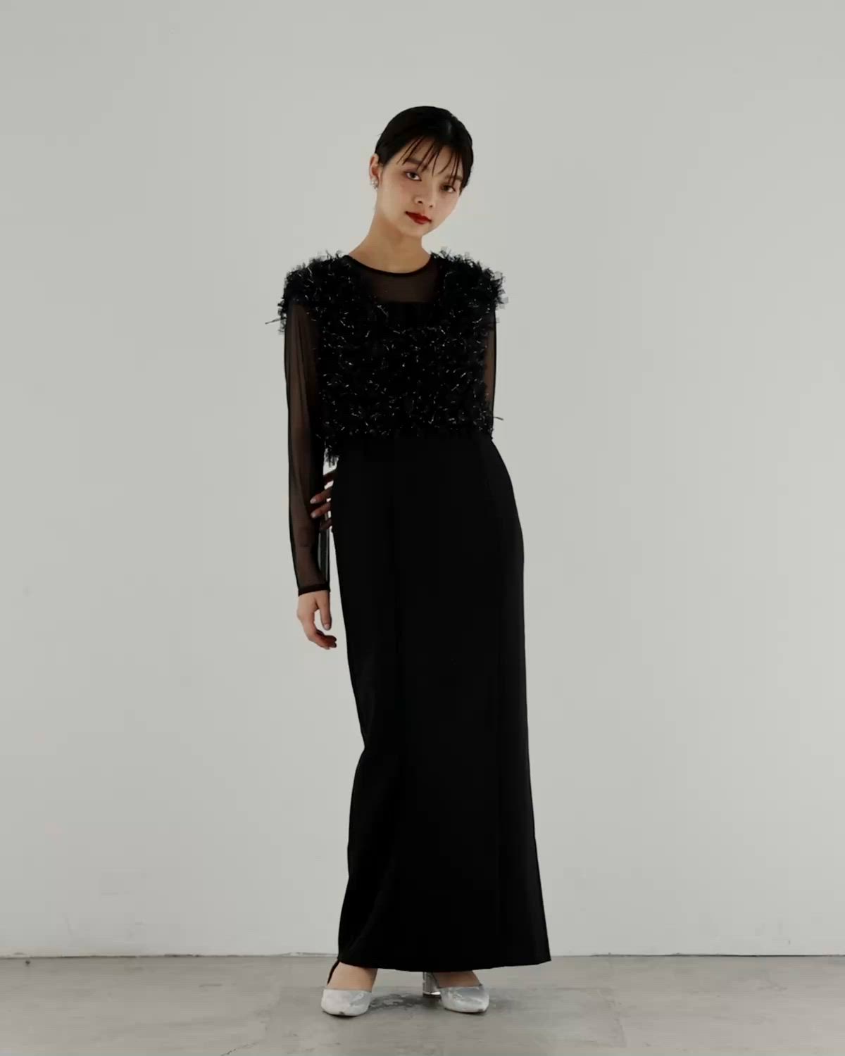 フリンジグリッターベストセットドレス 秋冬 結婚式 成人式 同窓会