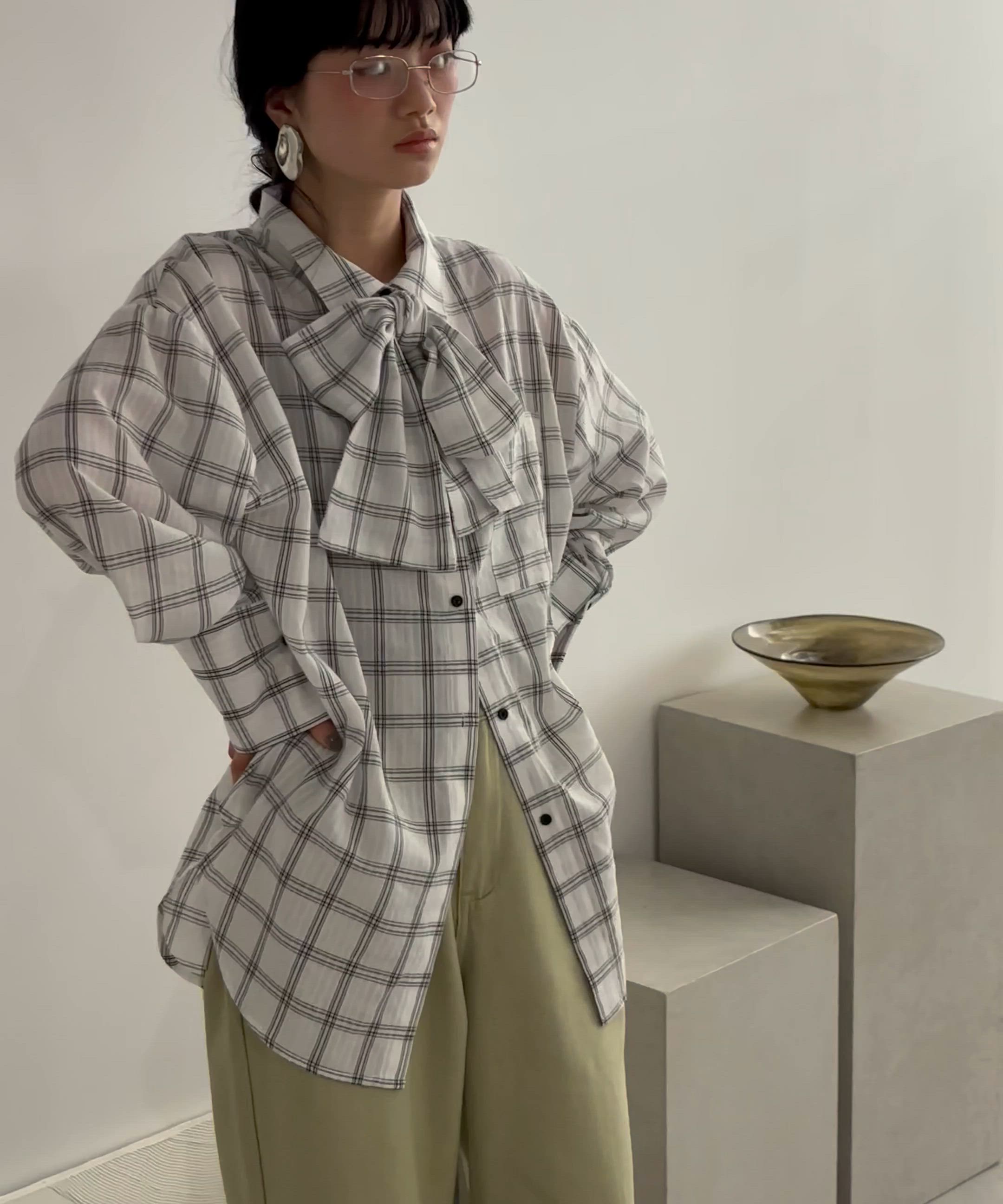 ビッグボウタイグラフチェックシャツ（シャツ/ブラウス）｜THE YOn