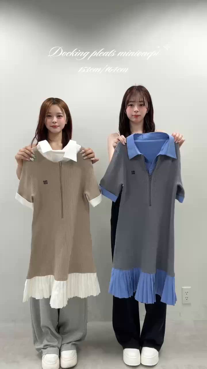 セール】【Nono企画】ドッキングプリーツミニワンピース（ワンピース