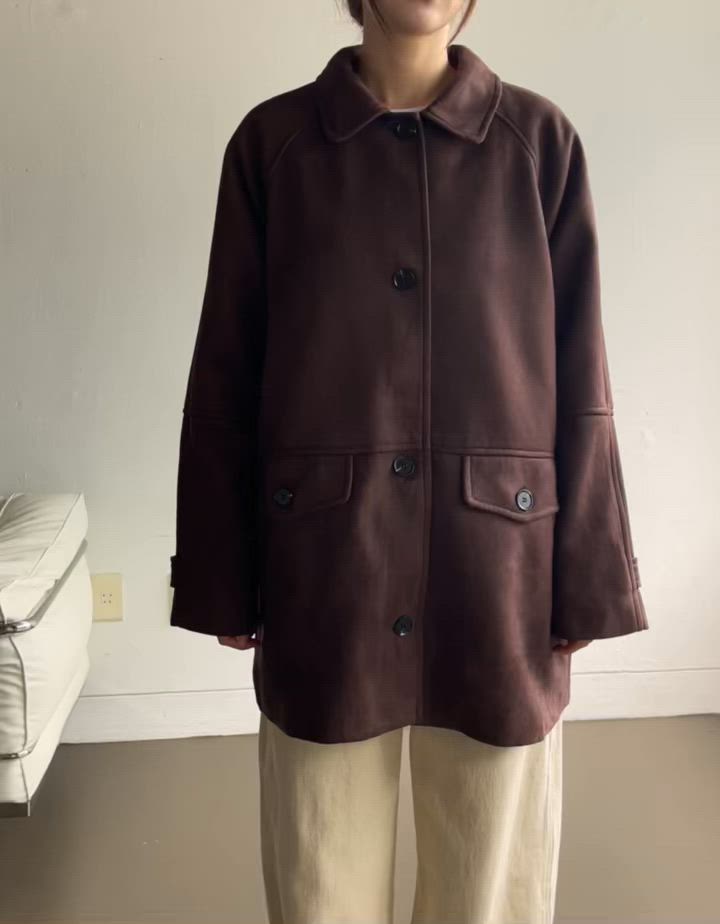 シングルボタンブレッドスエードハーフコート（その他アウター）｜UNE