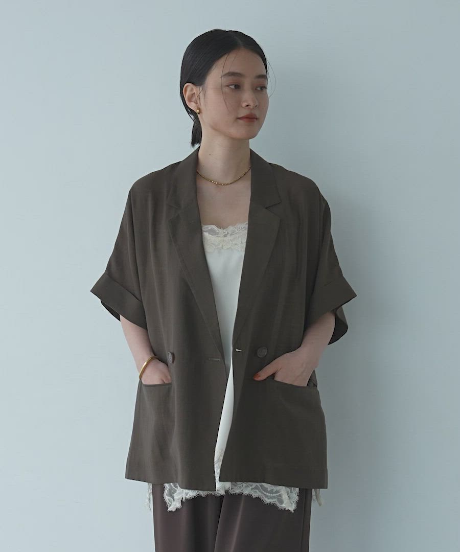 Apart by アセテートリネン半袖ジャケット 新品未使用品　タグ付き アセテートリネン半袖ジャケット（テーラードジャケット）｜A part by