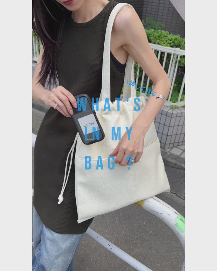アウトポケットレザー巾着トート / PC（14inch）収納可能 / 大容量