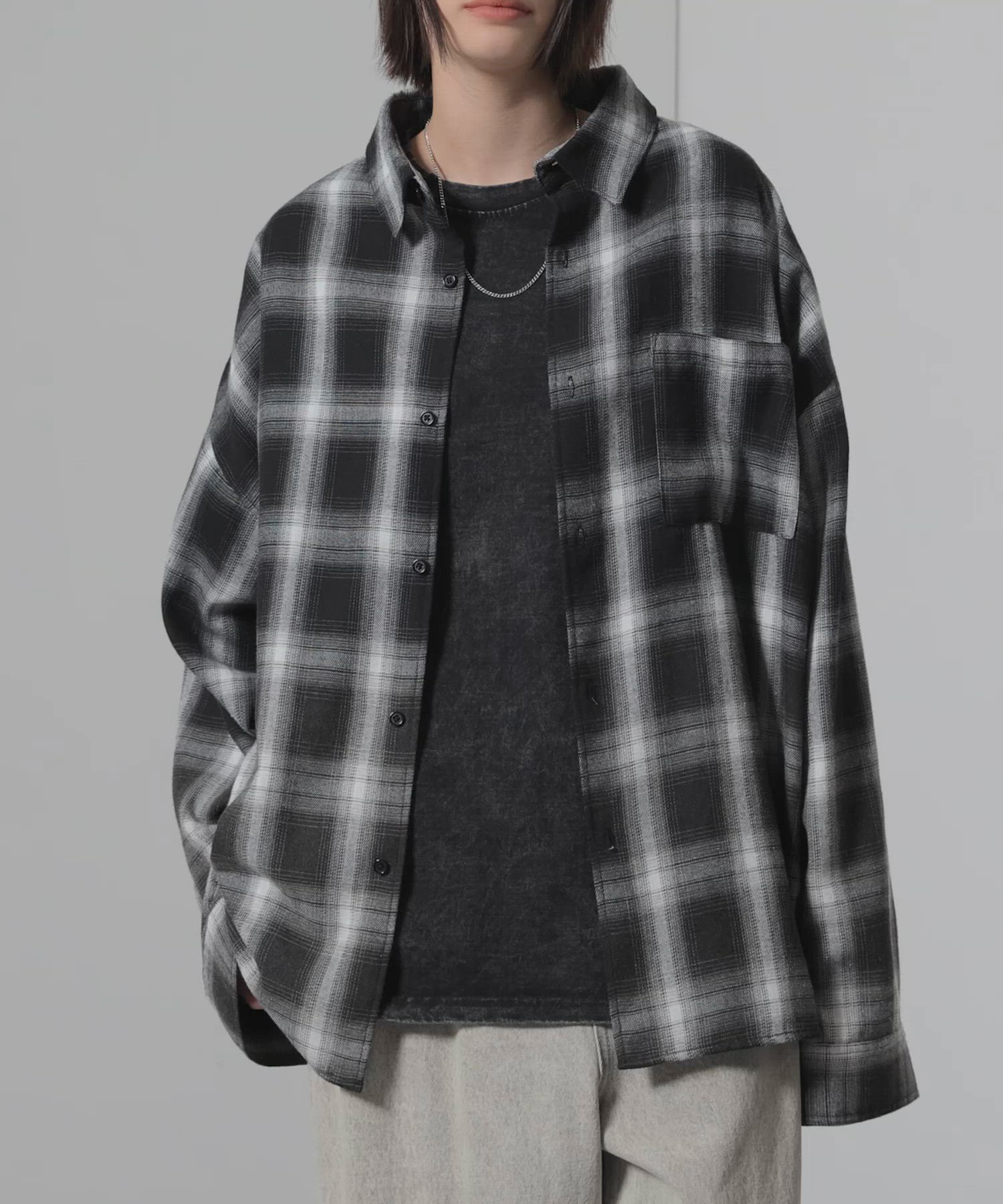 セール】【Alfred Alex】Gradient Checkered Shirt/グラデーション