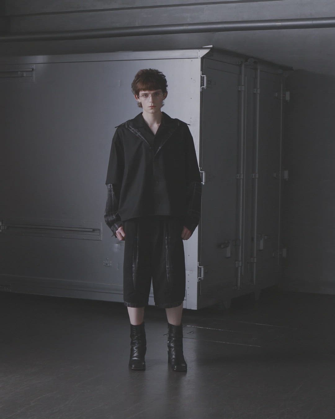 GRANCY】Layered Design Open Collar Shirt / レイヤードデザイン