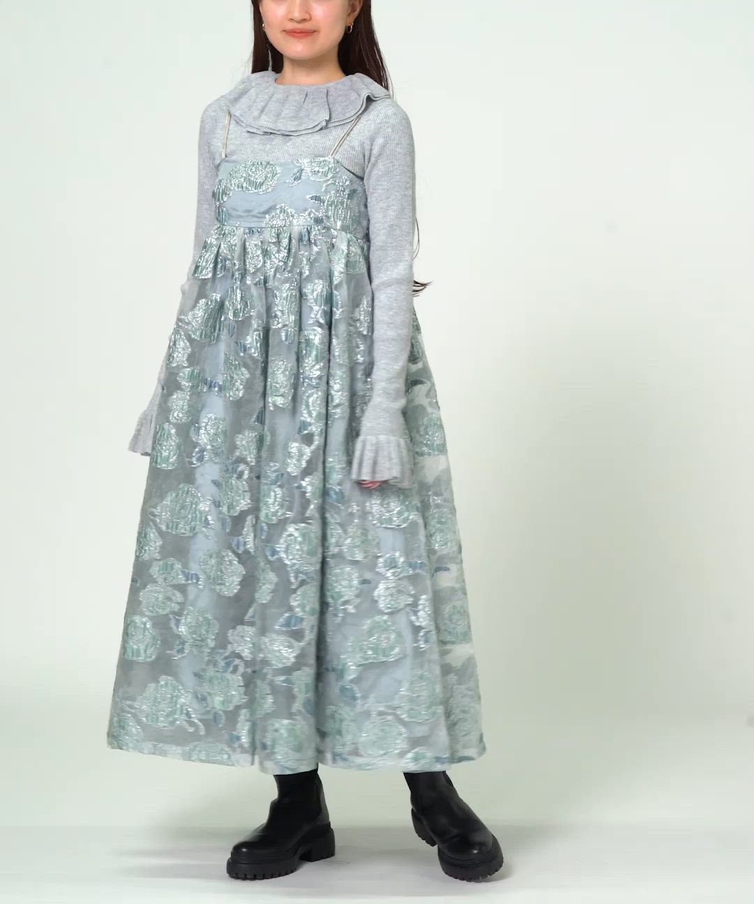 セール】フラワージャカード ラメ キャミワンピース（ワンピース