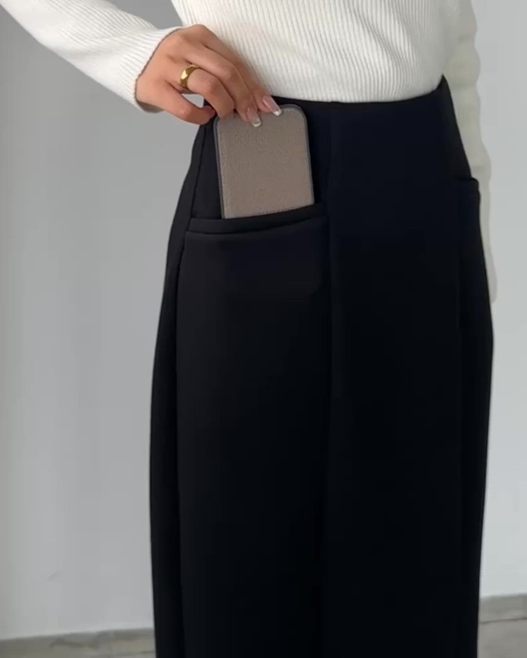 セール】ポケットデザインファスナースリットIラインポンチスカート