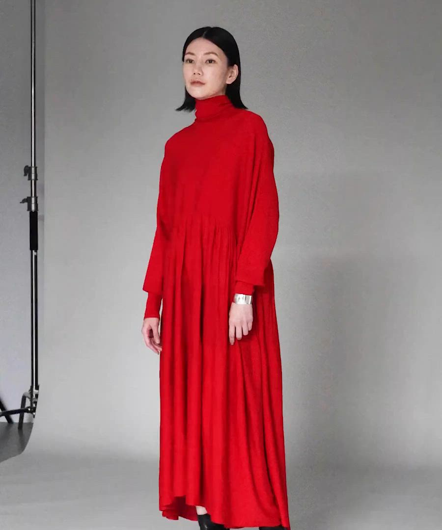 Curensology(カレンソロジー)/ウールハイネックギャザーワンピース